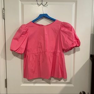 Pink Remi top, bows in the back, Crosby by Mollie Burch, puff sleeves. Not NWT.